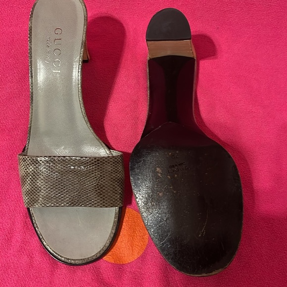 Gucci sandals python print in black and moss green vintage - Picture 4 of 5